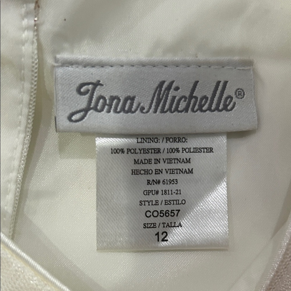 Jona Michelle Ivory Dress with Gold Snowflake Accents - Picture 10 of 10